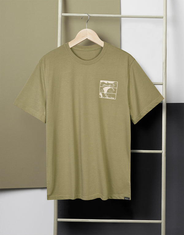 EDBR Mountain Cycling Graphic Printed Crew Neck T-Shirt Single Jersey-Tea Green