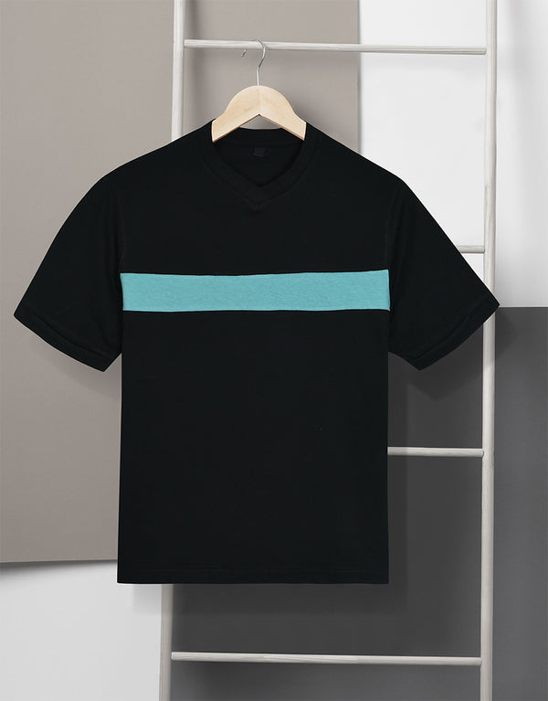 Men's Single Jersey Panel Tee Shirt- Black