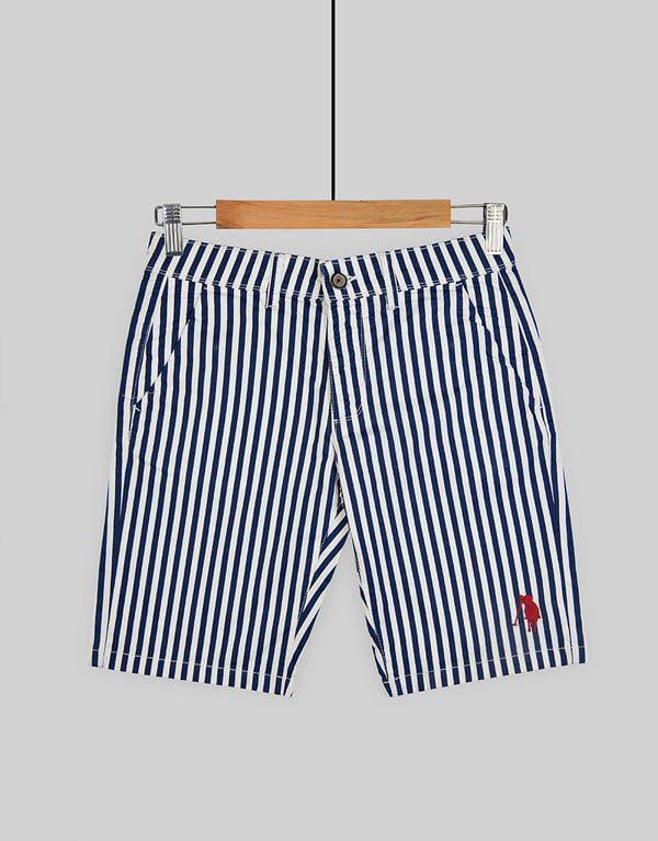 FDQ Men's P-Club Striped Cotton Shorts - Blue Stripe