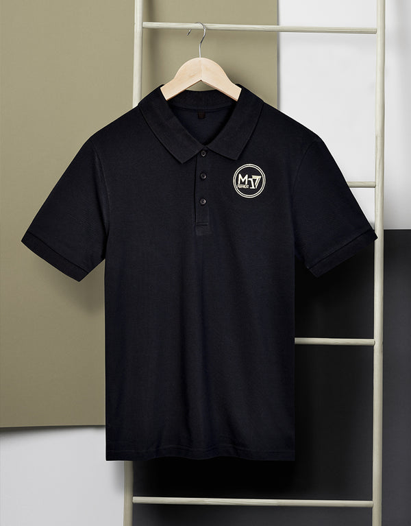 Men's Pique Half Sleeve Polo Shirt - BLACK