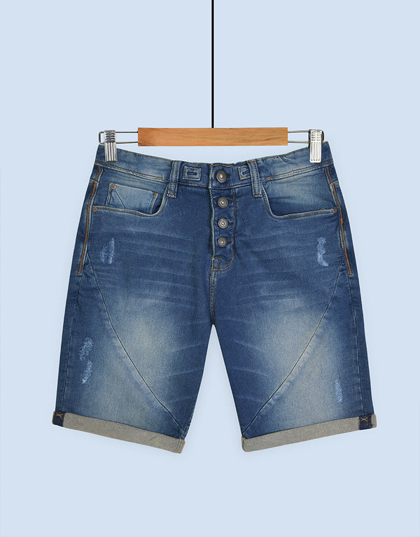 Men's Sublevel Herren Sweat Denim Bermuda Shorts - Blue Wash