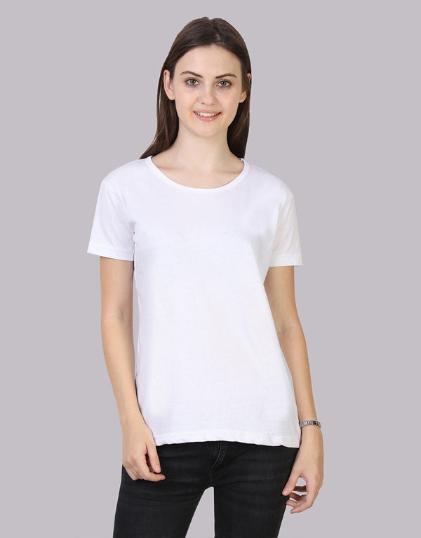 Ladies Rib Cotton Short Sleeve T-Shirt-White