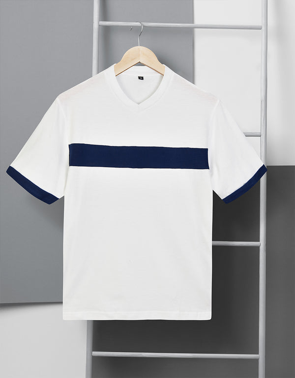 Men's Single Jersey Panel Tee Shirt- White