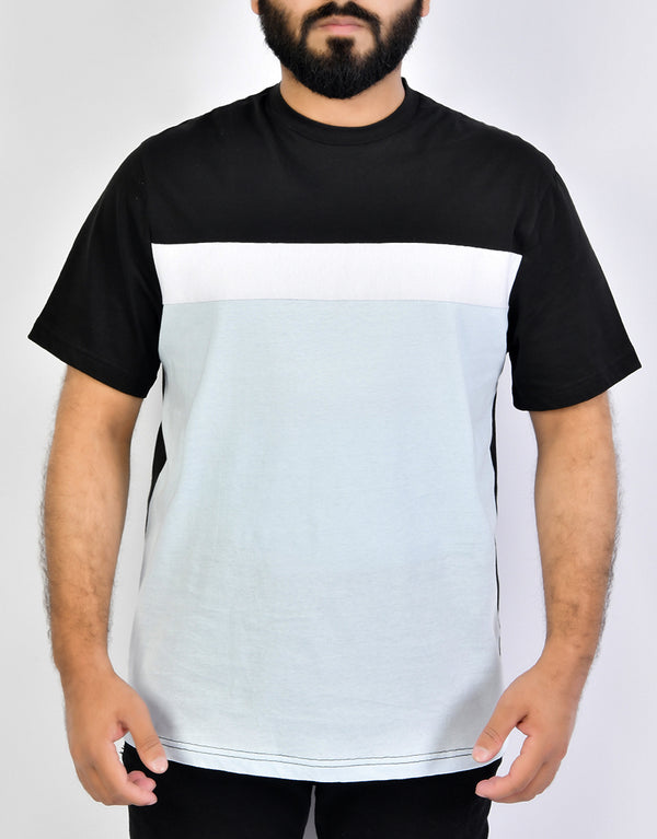 Men's Single Jersy with Pannel Tee Shirt-Black