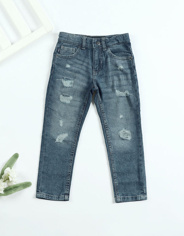 Boys/Girls  Slim Fit Ripped Jeans-Blue
