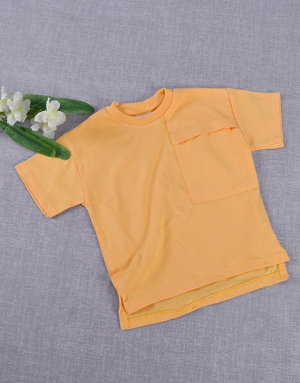Kid's Crew Neck Short Sleeve Tee Shirt-Mango