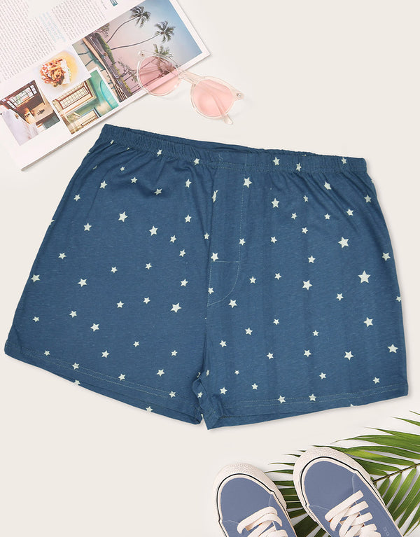 Men's Strars Printed Boxer Shorts-Blue