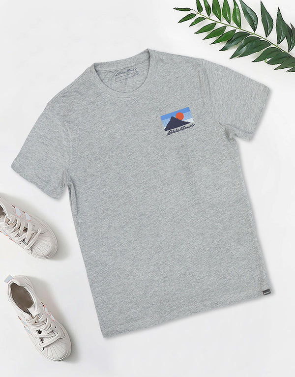 Men's EDBR Mountain Printed Short Sleeve Crew Neck T-Shirt-Grey