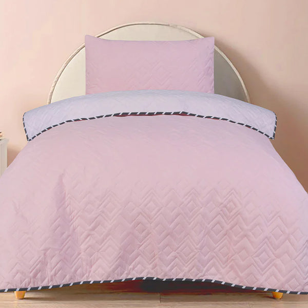 2 Pc Bed Spread Plain Dyed-Baby Pink