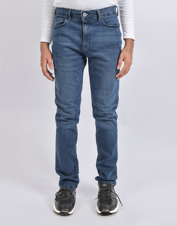 Men's Slim Fit Jeans-Mid Blue