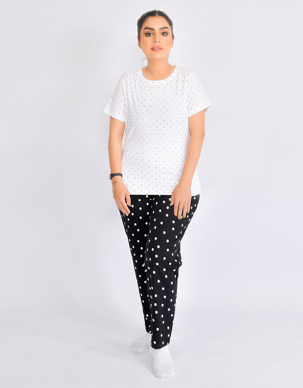 Ladies Snowy Appealing With Printed Black Loungewear