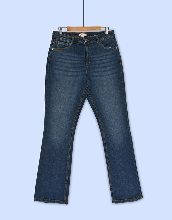 Ladies Denim Jeans-Mid Wash