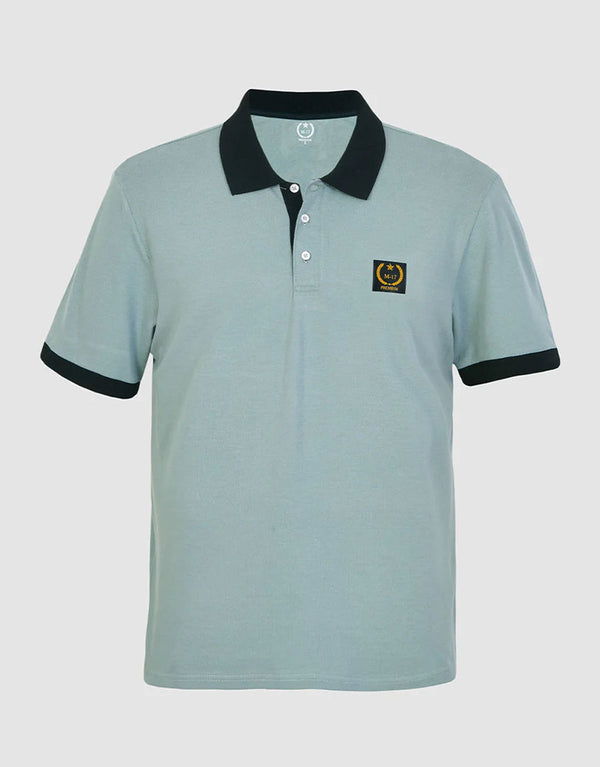 Men Short Sleeve Polo Shirt Black Collar & Cuff-Lite Steel