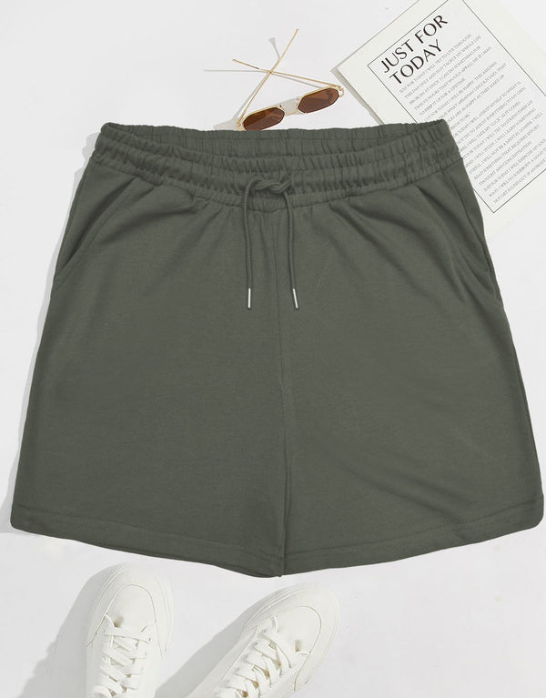 Men's Plain Terry Shorts-Olive