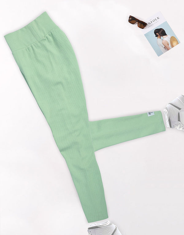 Girl's Classy Soft Rib Trouser- Sea Green