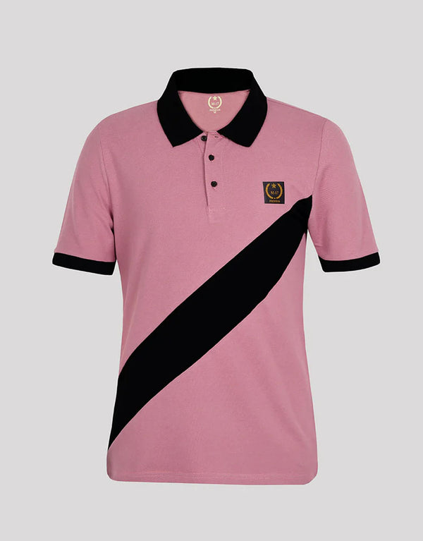 Men Lamia Panel Short Sleeve Polo Shirt-Mauve