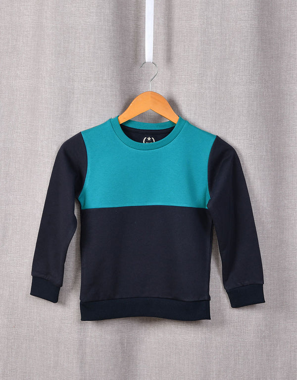 Round neck Kid's Fleece Penal Sweat Shirt - Navy