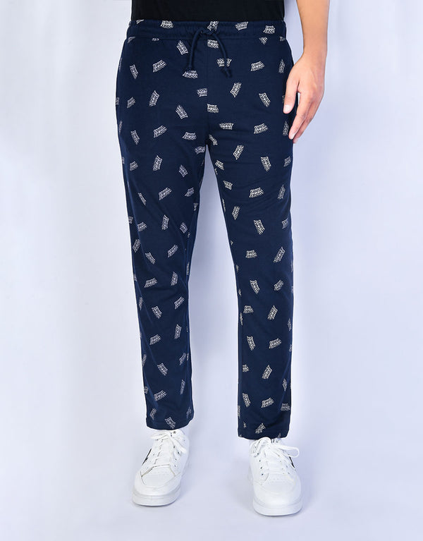 Men's Jersey Printed Trouser-Navy