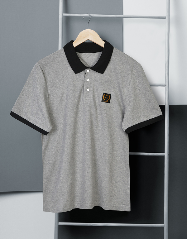Men Short Sleeve Cotton Polo Shirt - Dark Grey
