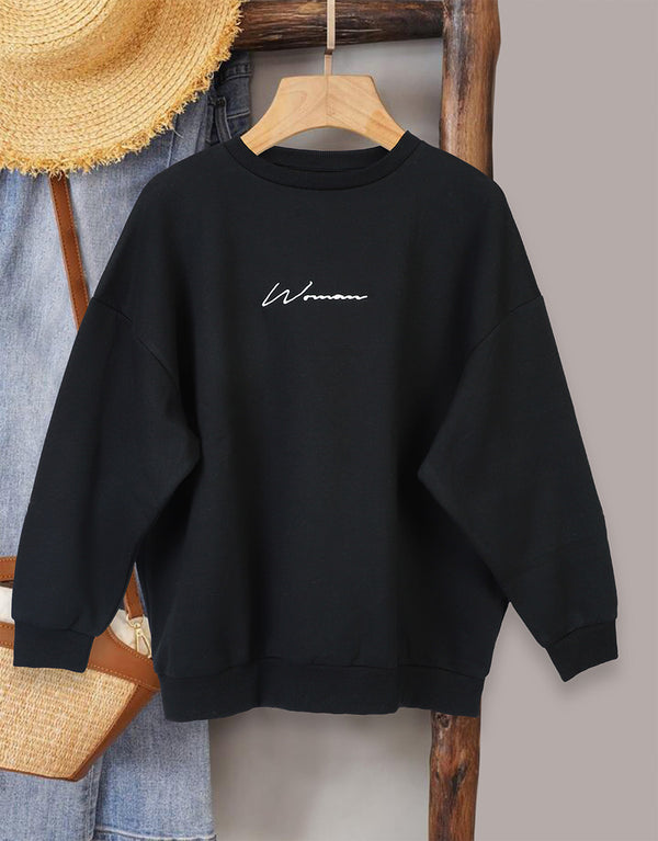 BHO Women Soft Fleece Signature Embroidery Sweatshirt-Black
