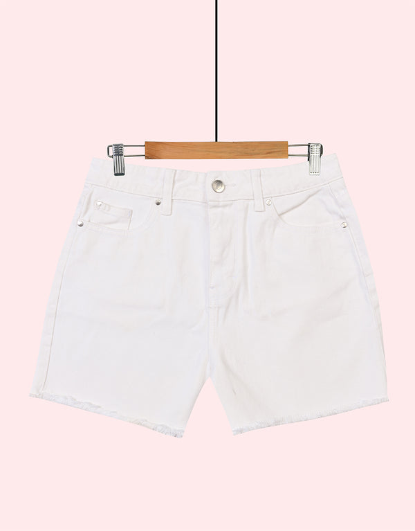 Women's Maple Cropped Booty Denim Short - White