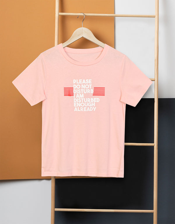 Women's Pink Loungewear Printed T-Shirt-Pink