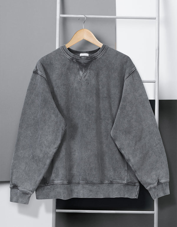 Men's Katin Crew Neck Relaxed Fit French Terry Cotton Sweatshirts-Charcoal