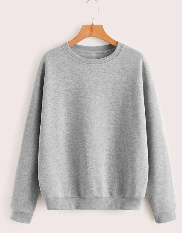 BHO Men's Crew Neck Soft Fleece Basic Oversized Sweatshirt- Heather Grey