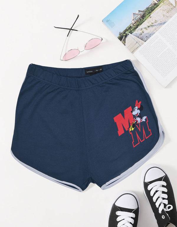 Ladies Minnie Mouse Terry Short-Blue