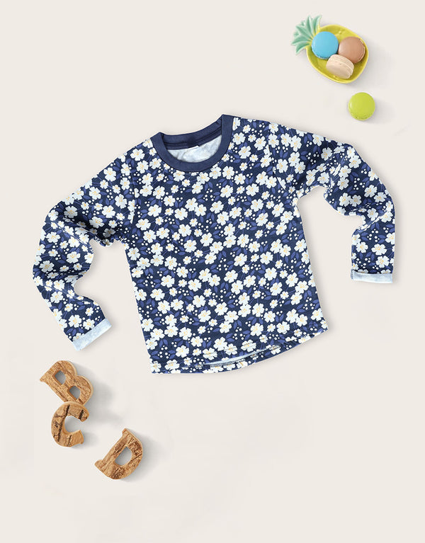 Kid's Circle Printed Fleece Sweat Shirt-Blue