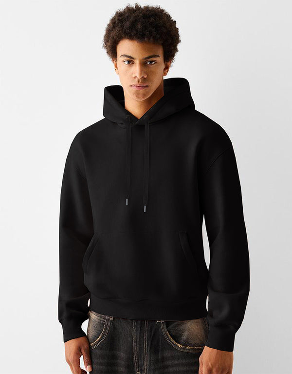 Men Fleece Pullover Hoodie-Black