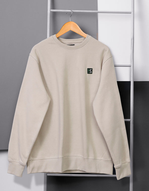 Men's Fleece Round Neck Sweat Shirt-Stone