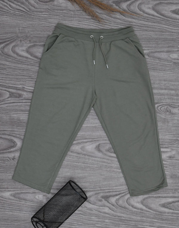 Men's Plain Long Terry Shorts-Olive