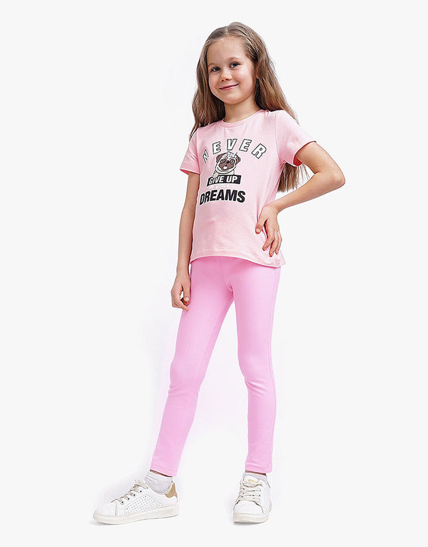 Classy Soft stretchable Legging For Kid's-Light Pink