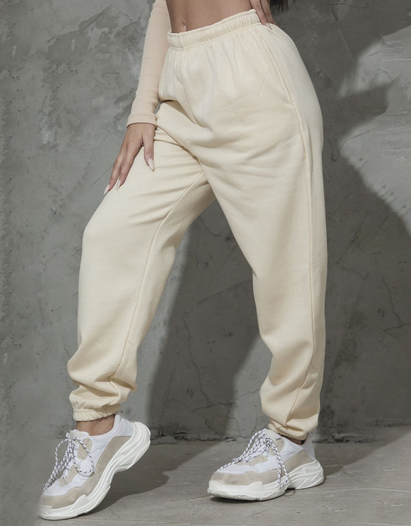 Ladies Fleece Jogger-Cream