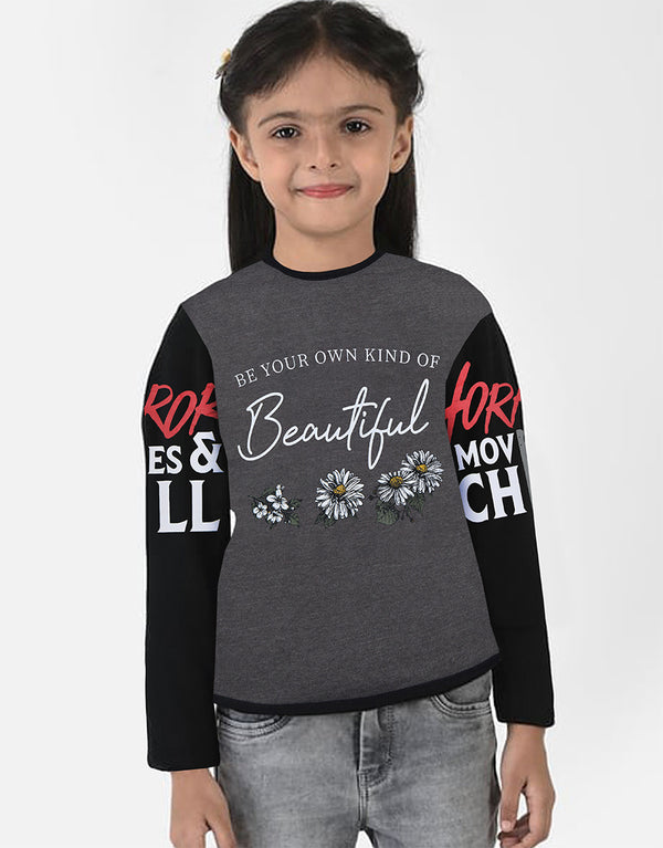 Kid's Printed Sweat Shirt Charcoal