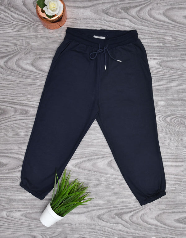 Men's Plain Long Terry Shorts-Navy