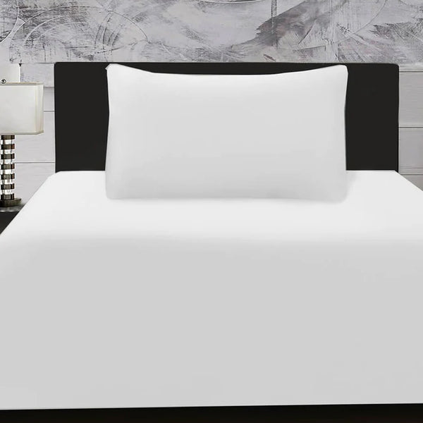 Single Bed Sheet with Pillow Cover Dyed White