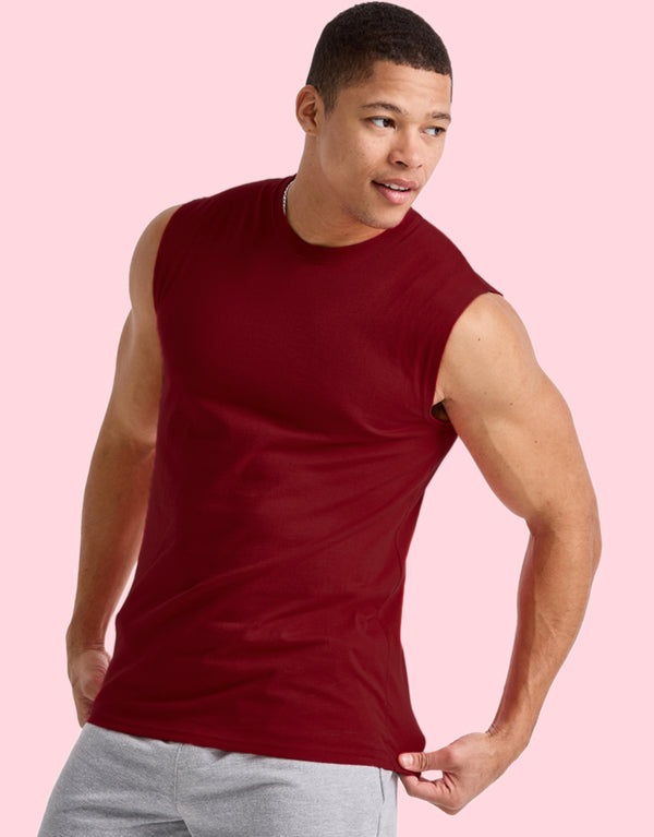 EDBR Active Muscle Tee Men's Shirt-Break Red