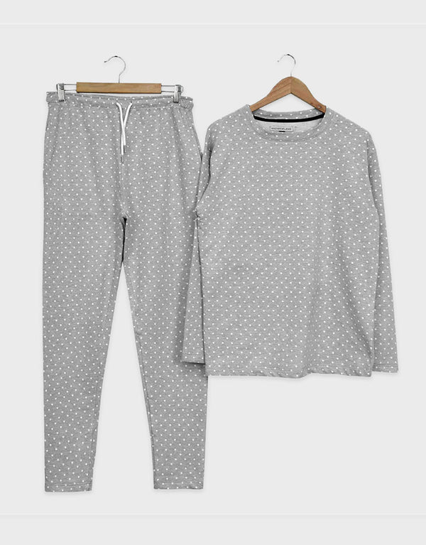 Ladies Grey Dotted Terry Fleece Pajama sets Loungewear For All Seasons