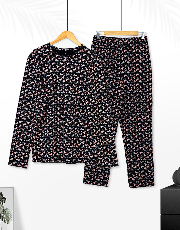 Ladies Printed Fleece Pajama sets Loungewear