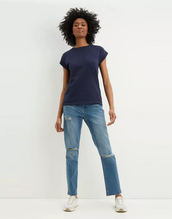 Tall Women's Crew Neck Sleeveless Shirt-Navy