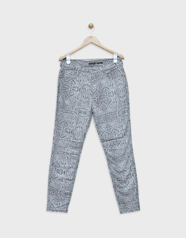 Women's Snakeskin Print High Waist Slim Fit Denim Jeans