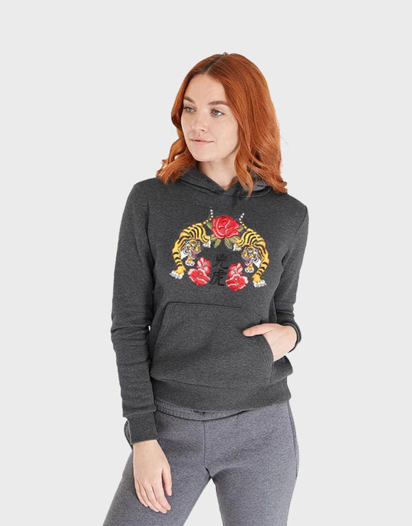 WMC Women's Tiger Floral Pullover Hoodie