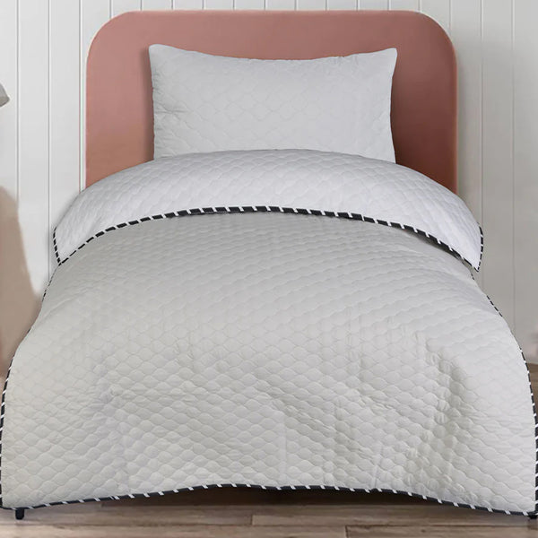 Cotton Summer Bed Spread Plain Dyed-Silver