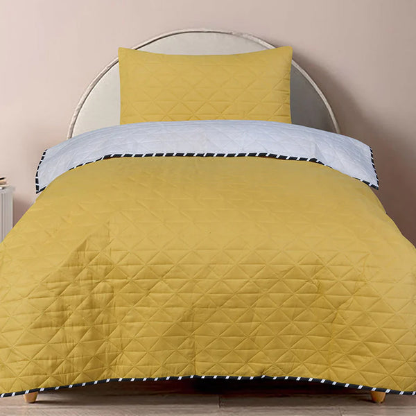 2 Pc Bed Spread Plain Dyed-Yellow