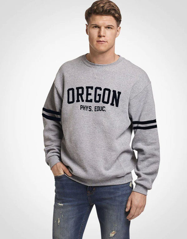 Oregon Men's Printed Sweatshirt-Heather Grey