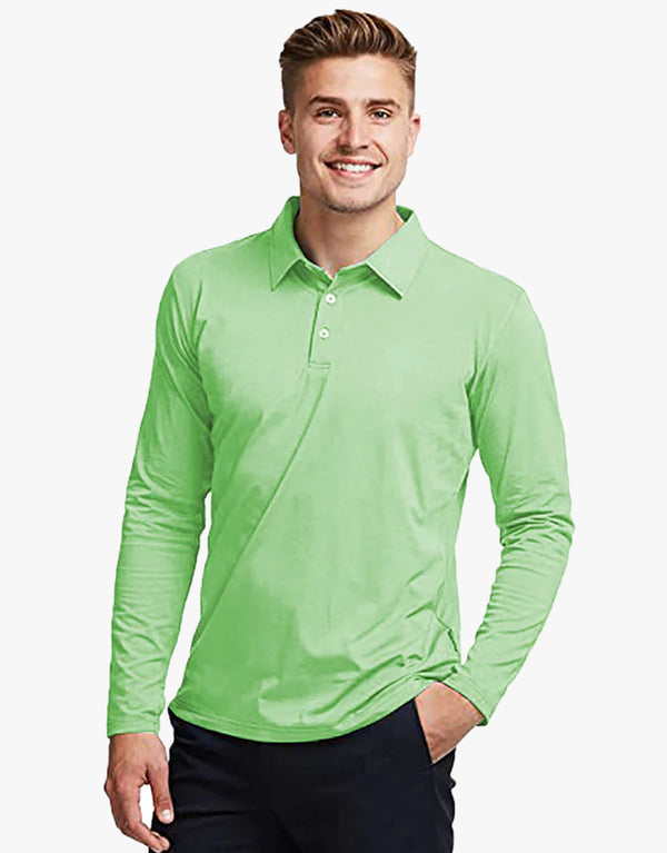 SLP Men's Waffle Knit Endurance Full Sleeves Polo Shirt-Parrot