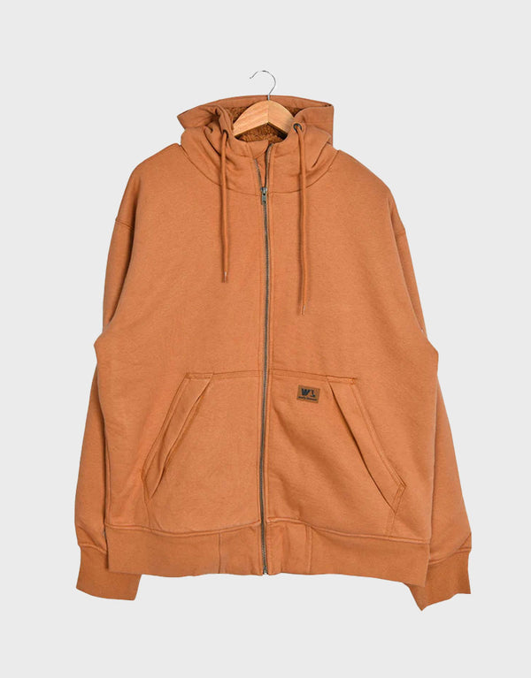 Men's Pullover Sherpa Inside Zipper Hoodie-Copper