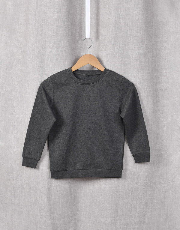 Kid's Basic Fleece Sweat Shirt-Charcoal